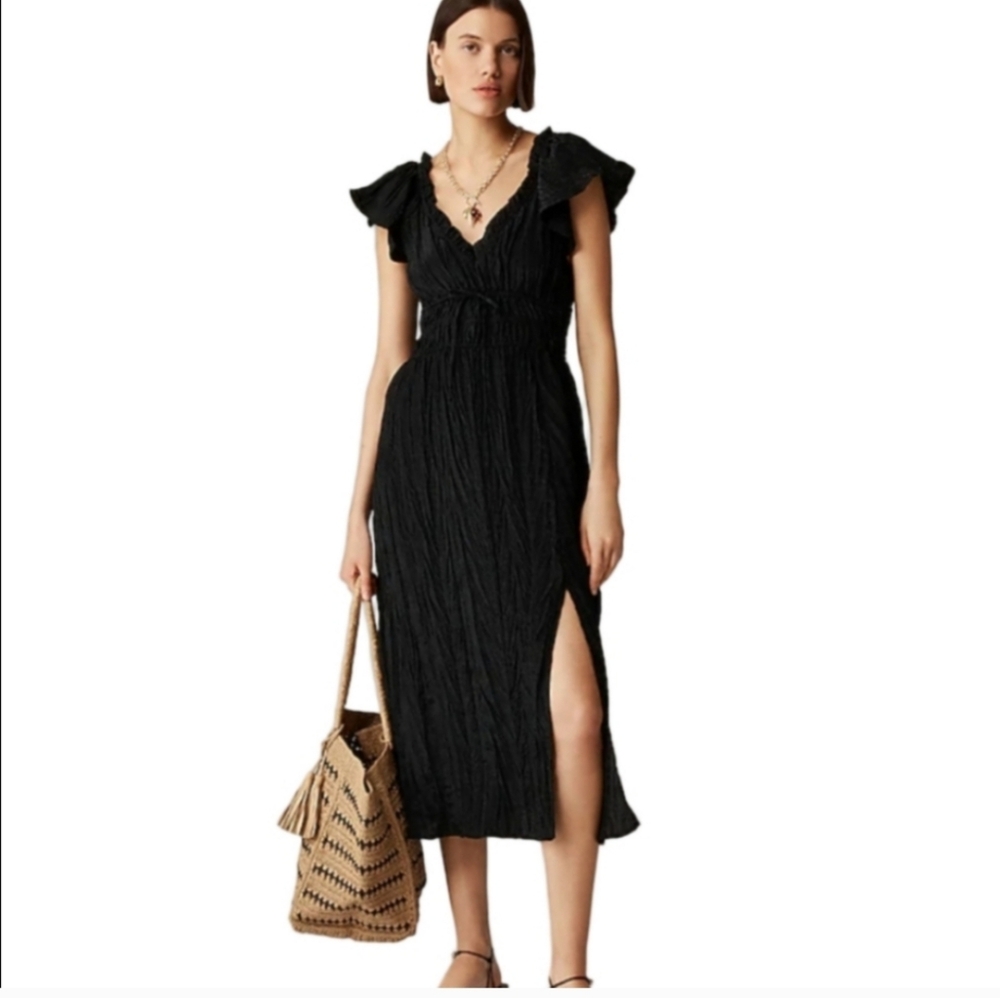 Palermo dress in viscose-blend crinkle CK800 NWT Black Sz XS